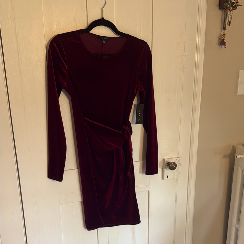 NWT Tiana B. Deep Red Long Sleeve Dress